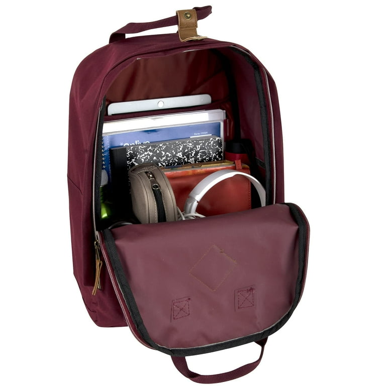 Women Zipped Backpack In Burgundy Leather