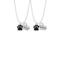 thumbnail image 2 of Delight Jewelry Silvertone Large Black Paw Mother & Daughter Heart Necklaces (Set of 2), 19"+2", 2 of 4