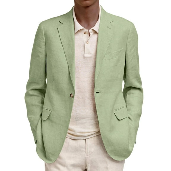 Men's Casual Blazer Jacket Notched Lapel One Button Sport Coats Solid Color with Pockets Suit Jackets Lightweight Business Slim Fit Stretch Knit Sport Coat for Daily Business and Prom Party,Green XL