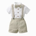 thumbnail image 2 of Toddler Formal Outfit Kid Gentleman Short Sleeve Shirt Bowtie Boy Suspender Shorts Wedding Suit Summer Clothes, 2 of 6
