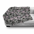 thumbnail image 3 of Butterfly Soft Flannel Fleece Blanket, Ornamental Romantic Summer Vegetation Vibrant Backdrop Monochrome Animals, Cozy Plush for Indoor and Outdoor Use, 50" x 70", Taupe Pink Black, by Ambesonne, 3 of 6
