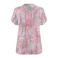 thumbnail image 4 of Staron Summer T-Shirts for Women Plus Size V-Neck Short Sleeve Casual Loose Printed Solid Color Basic Tee, Pink XL, 4 of 4