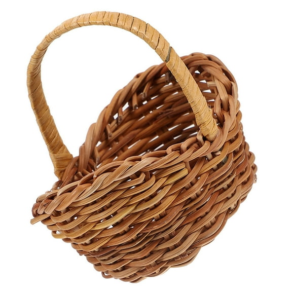 IBASETOY Small Rattan Basket for Storage Light Brown Weaving Versatile Design Portable Size 8.5 x 6 x 4.5 Inches