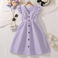 thumbnail image 2 of Otqutp Kids Girls Skirt Summer Children's Sleeveless Holiday Dress Primary School Dress Children's Button Outfits Back to School Dresses(Purple-b,9 Years), 2 of 9