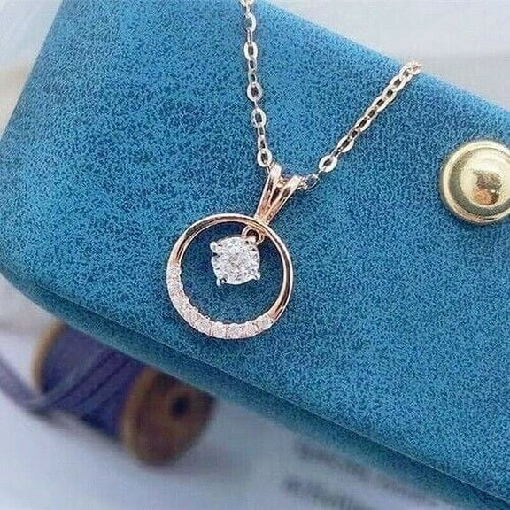 Forever Jewels 1.50Ct Round Cut Moissanite Women Pendant 14K White Gold Plated