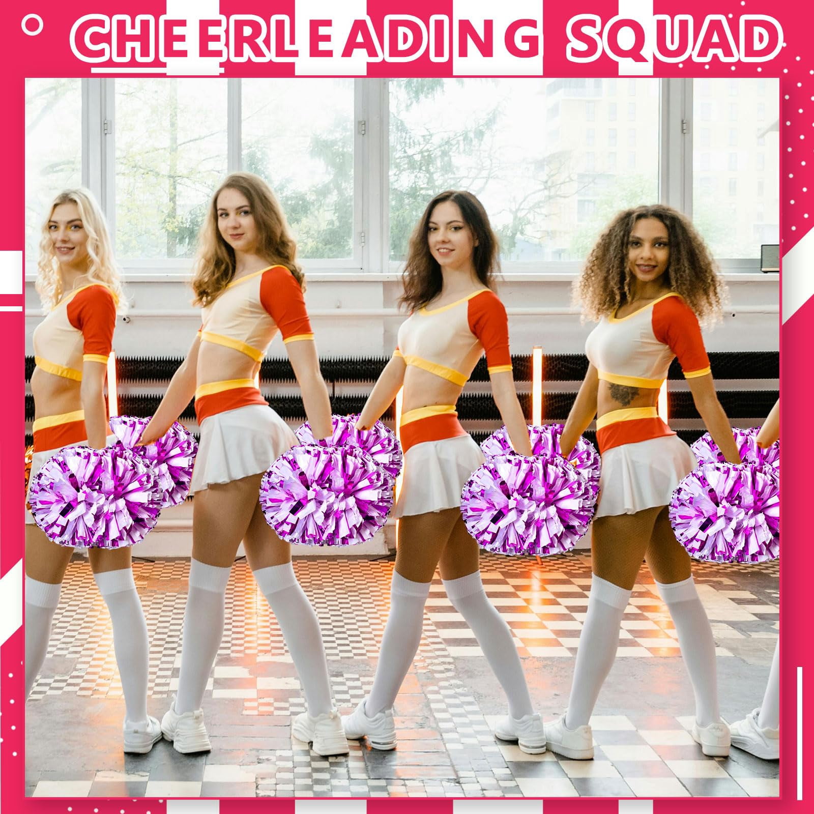 12 Pcs Cheerleading poms,pom poms Cheerleading with Handle Style Cheer Pom Pomsfor Dance, Matches, Team Spirit Sports