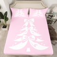 thumbnail image 2 of Manfei Girls Princess Bow-tie Twin Sheet Sets, White Pink Christmas Tree Twin Fitted Sheet, Kawaii Cute Cartoon Flat Sheet, Luxury Bedroom Decor, 3pcs, 2 of 7