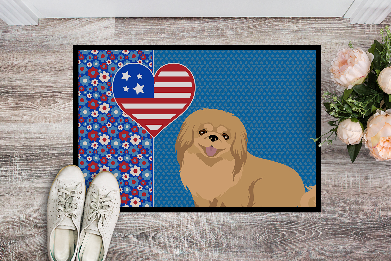 Gold Pekingese Indoor or Outdoor Mat 24x36 36 in x 24 in