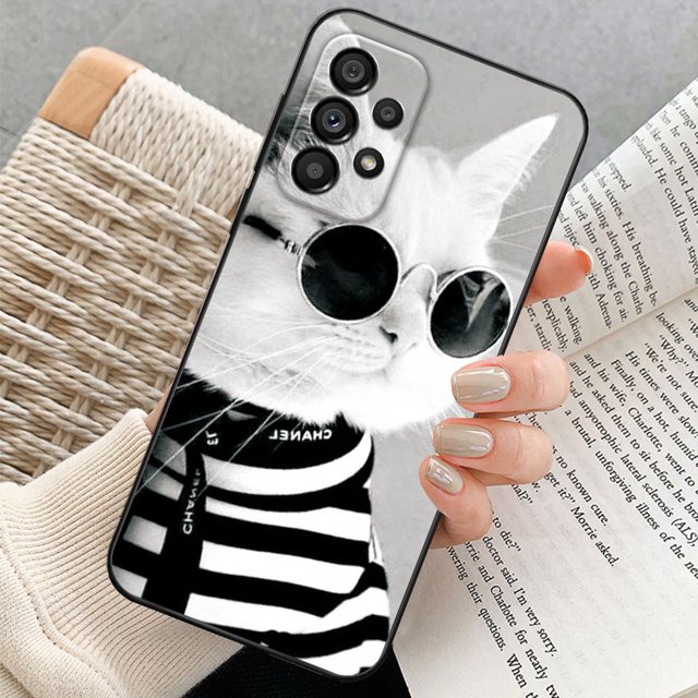 Funda trasera de silicona suave pintada con gato de dibujos animados para Samsung A53 5G Galaxy A23 A33 5G QYM unisex