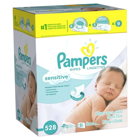 Pampers Baby Wipes Sensitive 9X Combo Pack 528 count
