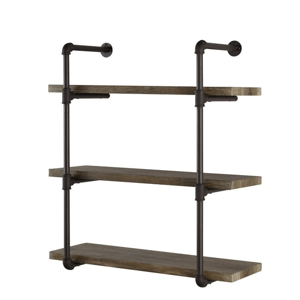 Tier Industrial Pipe Wall Shelf Black, Ceiling Mounted Shelves