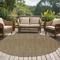 thumbnail image 5 of Brown 8ft Round Rug, Farmhouse Burlap Solid Beige Color Modern Linen Texture Non-Skid Rubber Backing Large Area Rugs - Living Room Bedroom Home Office, Indoor Floor Mat Carpets Washable Rug, 5 of 9