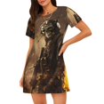 thumbnail image 1 of Easygdp Apocalyptic Skull Soldier Camisón de manga corta para mujer, informal, estampado, 1 of 6