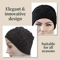 thumbnail image 3 of MASUMI Chemo Organic Headwear - PRIMROSE | Cancer Headwear for Women with Hair Loss | Alopecia Hats & Coverings | 95% Cotton Turban (Colour: Black), 3 of 8