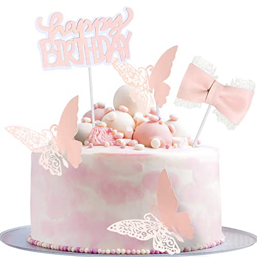 3pcs Laser Leaf "Happy Birthday" Collection Cake Topper for Dessert Decor 0U  DA 
