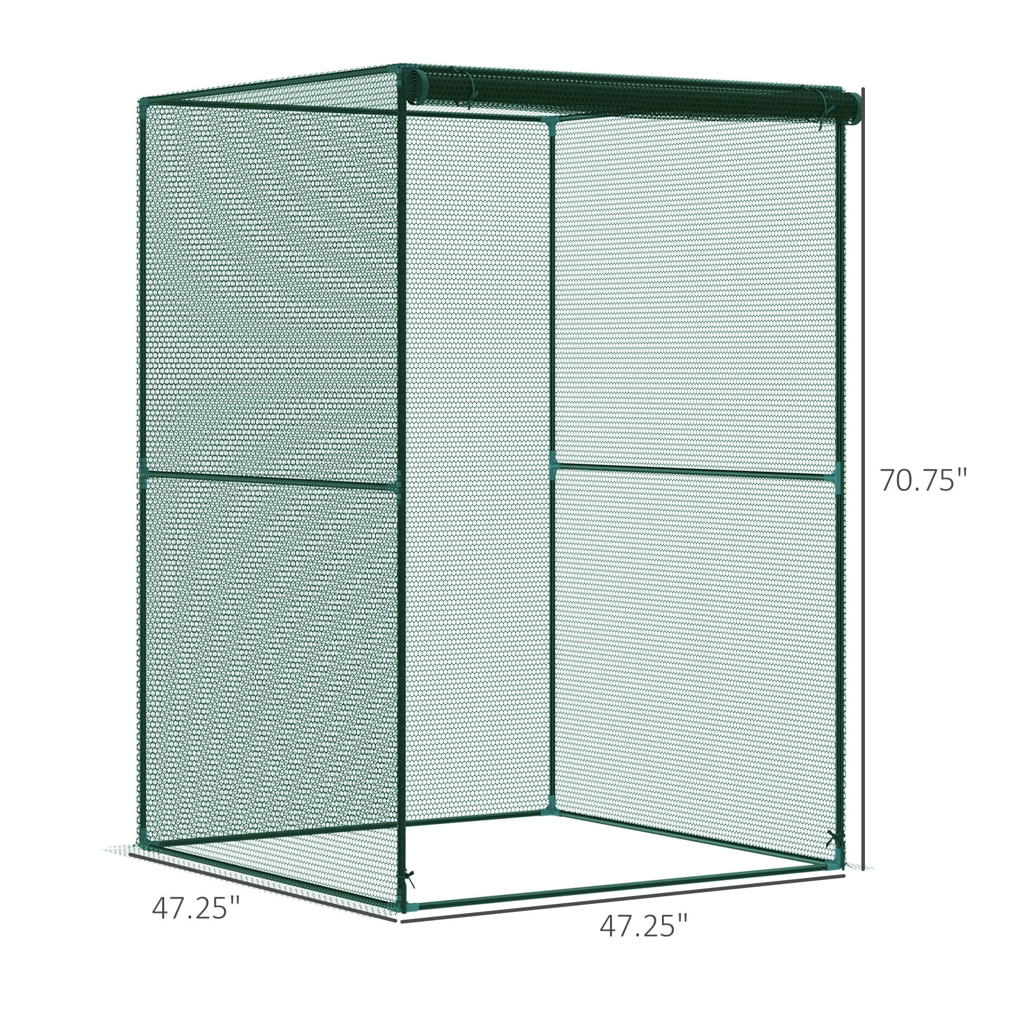 Outsunny 4' x 4' Walk-in Crop Cage, Plant Protectors with Door, Dark Green