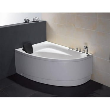 EAGO  5 ft. Single Person Corner White Acrylic Whirlpool Bath Tub - Drain on Right