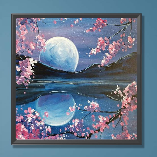 Cuadros Decorativos Wdftyju kit de pintura por números DIY cuadro de arte al óleo de flor de ciruelo embutido en tela