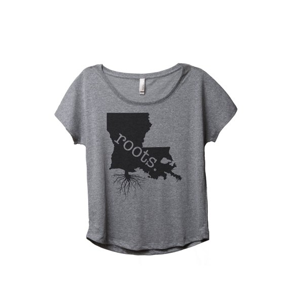 Thread Tank Home Roots State Louisiana LA Women's Relaxed Slouchy Dolman T-Shirt Tee Heather Grey Small