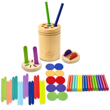 Wooden Montessori Baby Toddler Toys for 1 to 5 Year Old 3-in-1 Fine Motor Skills Toy Color Sorting Object Permanence Educational Sensory Learning Toy for Toddlers Boys & Girls Gift