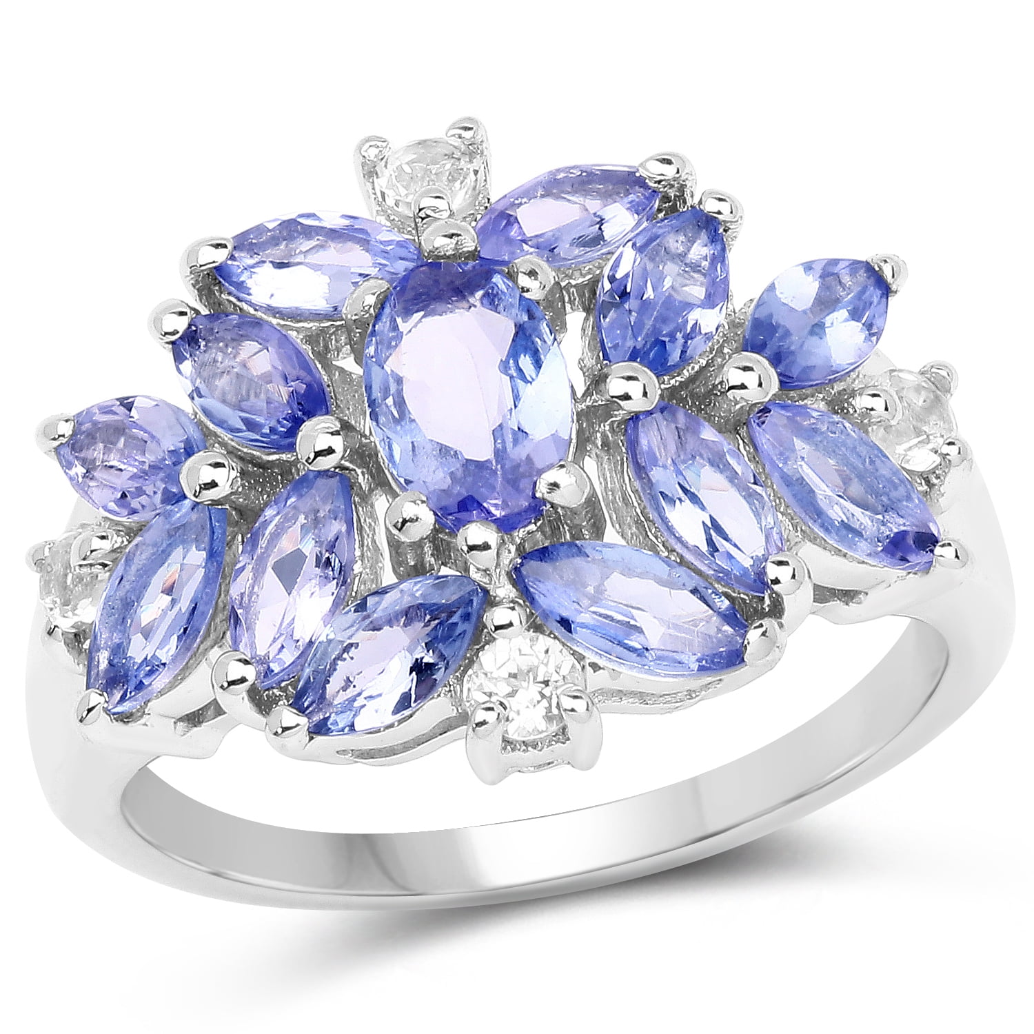 Genuine Oval Tanzanite and Tanzanite Ring in Sterling Silver Size 7.00 by Bonyak Jewelry