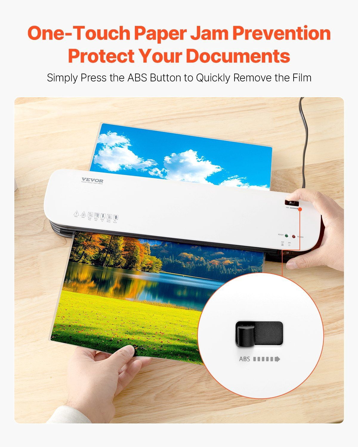 Thermal Laminator Machine for A3 Paper Portable Quick Warm 2-3 Minutes 3-5 mil Thickness Home Office School Supplies White and Black