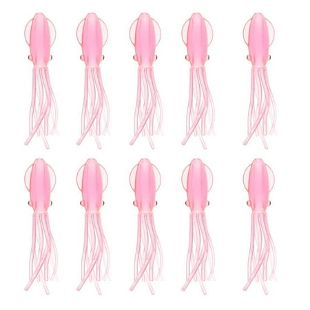 Aoanydony 10 Pieces Squid Fishing Lure Glow Soft Skirt Wobblers Lures pink
