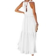 thumbnail image 6 of UoCefik Women's Summer Sleeveless Halter Neck Tiered Dress Flowy Ruffle Long Beach Maxi Dress Sundress White XXL, 6 of 8