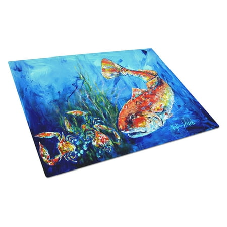 

Carolines Treasures MW1214LCB Scattered Red Fish Glass Cutting Board Large 12H x 16W multicolor