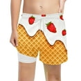 thumbnail image 4 of Curuila Toddler Kids Boys Summer Shorts Drawstring Elastic Waist Cartoon Print Comfortable Shorts White Size 8 Years, 4 of 4