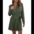 thumbnail image 2 of Vestido Camisero de Larga con Botones para Mujer, Informal, Holgado, con Cintura Ajustable y de . Verde S, 2 of 10