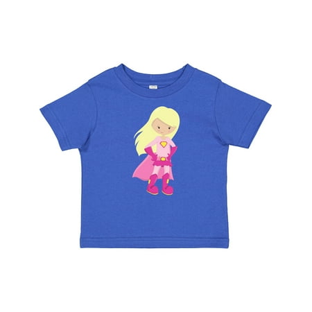 

Inktastic Superhero Girl Blonde Hair Cute Girl Pink Cape Gift Baby Girl T-Shirt