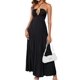 thumbnail image 1 of Vestido GLENGE para verano, maxi playa, bohemio, halter, cuello en V, sin espalda, para mujer, 1 of 5