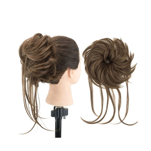 Chignon en Désordre Pièce Chouchou Long Extension Queue de Cheval Ondulée Postiches Chignon Bandeau