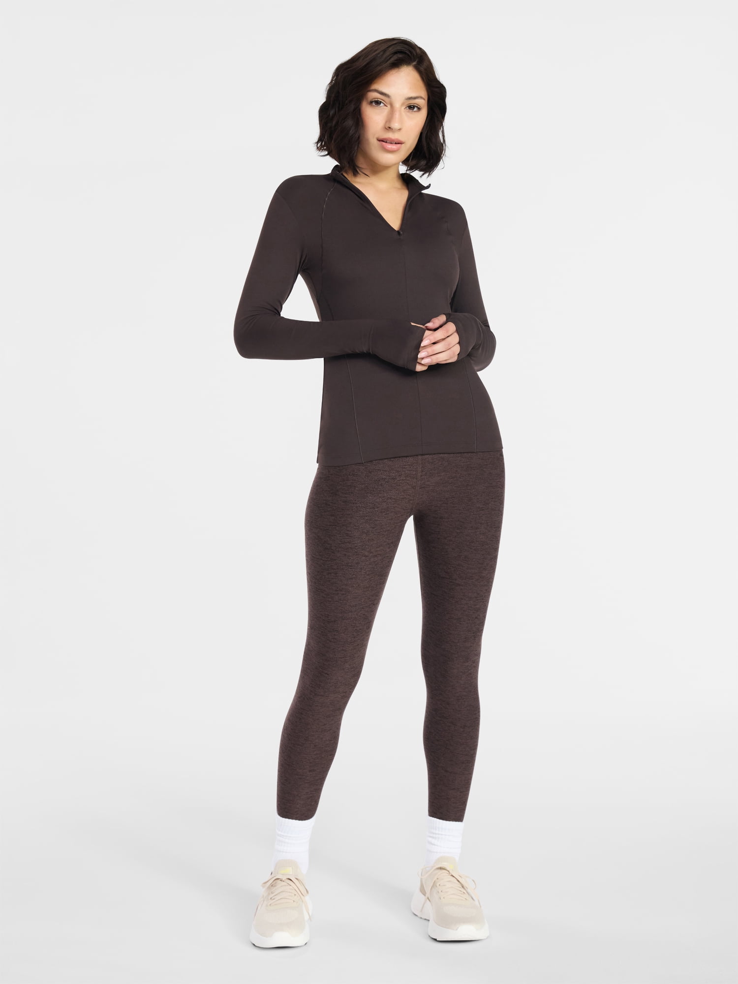 Avia Women's and Women's Plus SoftSculpt Quarter Zip Long Sleeve Top, Sizes XS-4X