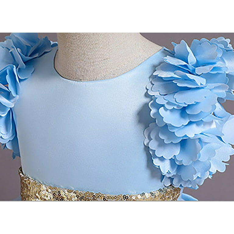 light blue toddler dress formal Baby Girl Bow Patched Design Long Sleeves Full Moon Christening Mesh Formal Dress 90 (12-24M) / Light Pink main image 1