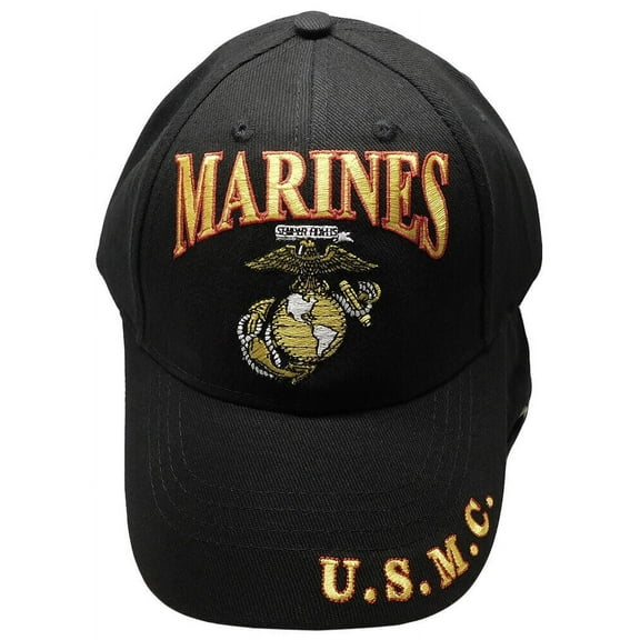 U.S. Marines U.S.M.C Logo EGA Semper Fi MARINES Black Embroidered Cap Hat