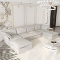 thumbnail image 3 of The Magic Home 162" U shape Modular Sectional Sofa with Movable Ottomans, Modern Hemp Velvet Deep Seat Couches for Living Room, Apartment, Office, 4-Seat, Beige Sofa, 3 of 14