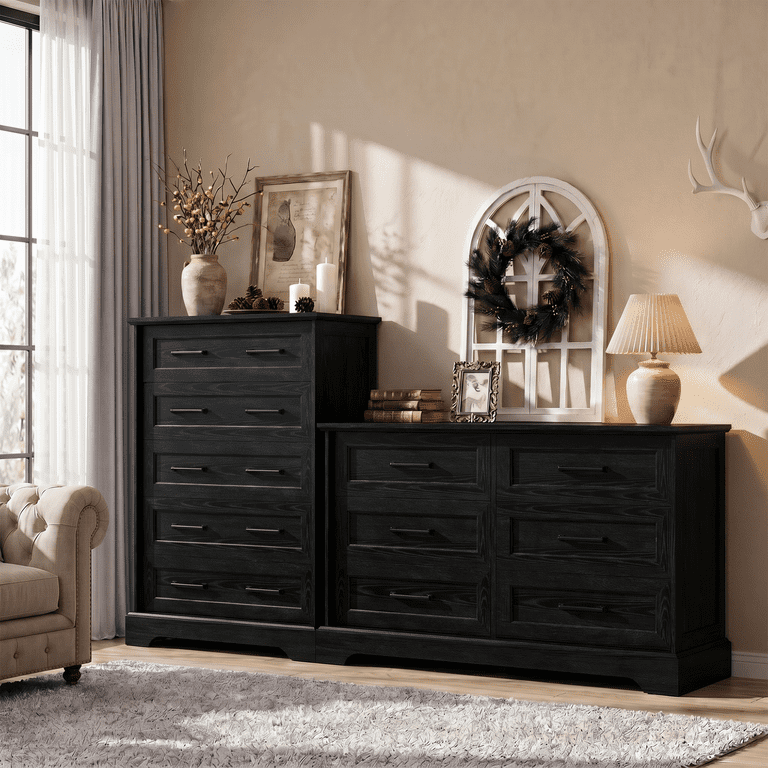black 5 drawer dresser Amazon.com: Flamaker Dresser for Bedroom, 5 Drawer Dresser, Wood Dressers,  Wide Chest of Drawer, Storage Drawers, Storage Organizer for Closet,  Hallway (Black) : Home & Kitchen