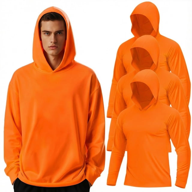 Sudadera de seguridad JOYYANGFANG de alta visibilidad naranja, manga larga, 3XL