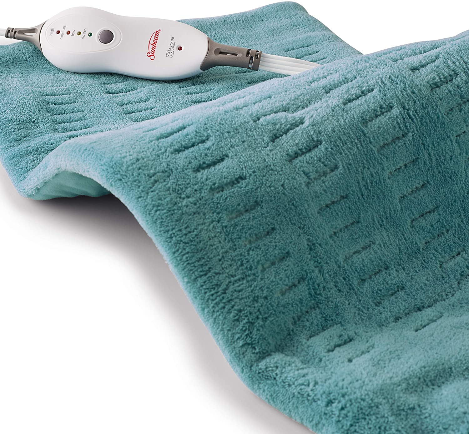 Sunbeam, Heating Pad for Pain Relief XL King Size SoftTouch 4 Heat Settings with Auto-off 12 Inch x 24 Inch, Teal