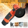thumbnail image 6 of Cordless Angle Grinder Kit, 19500RPM Mini Angle Grinder Cordless with 2 x 12V 1500mAh Battery, 6 Discs Included, Handheld Grinder Tool for Metal, Wood, Tile, PVC Cutting and Polishing, 6 of 8