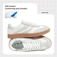 thumbnail image 4 of LUCKY STEP Womens Retro Suede Sneakers Gum Sole Low-Top Casual Shoes,White&Grey, 4 of 9