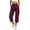 Wine, variant on Fnooota Women's Cargo Capri Pants, Casual Side Split Elastic Waist Stretchy Fall Cropped Work Trousers Beige Size S-2XL