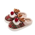 thumbnail image 3 of Christmas Slippers for Women Flat Heel Close Toe Slip-on Home Slippers Christmas Cute Printed Warm Winter Shoes, 3 of 10