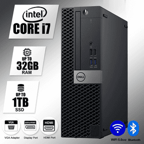 Restored Like New Dell 7040 SFF Desktop Computer, Intel i7-6700, 32GB RAM, 1TB SSD, DVD-ROM, Black, Refurbished