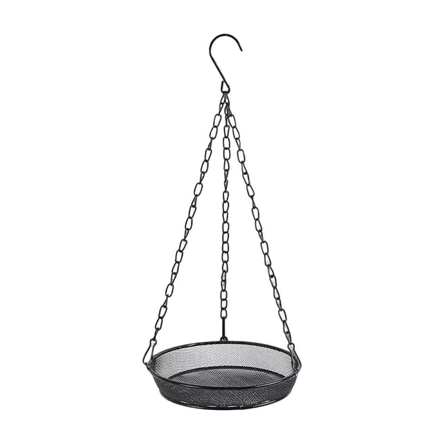 Hanging Bird Feeder Tray with Chain, Round Mesh Platform for Garden, Yard, Patio
