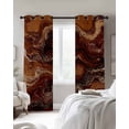 thumbnail image 3 of Brown Marble Blackout Curtains 39 Inches Long for Bedroom, Ombre Abstract Striped Mottled Aesthetic Thermal Insulated Room Darkening Black Out Window Curtain Panels Grommet Drapes for Living Room, 3 of 8