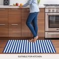 thumbnail image 5 of Navy Blue Stripe Doormat Outdoor Entrance 18"x30", Modern White Vertical Striped Geometric Absorb Moisture Dirt Door Mats, Non-Slip Rubber Backing Floor Mats Indoor, Low-Profile Front Door Rugs, 5 of 9