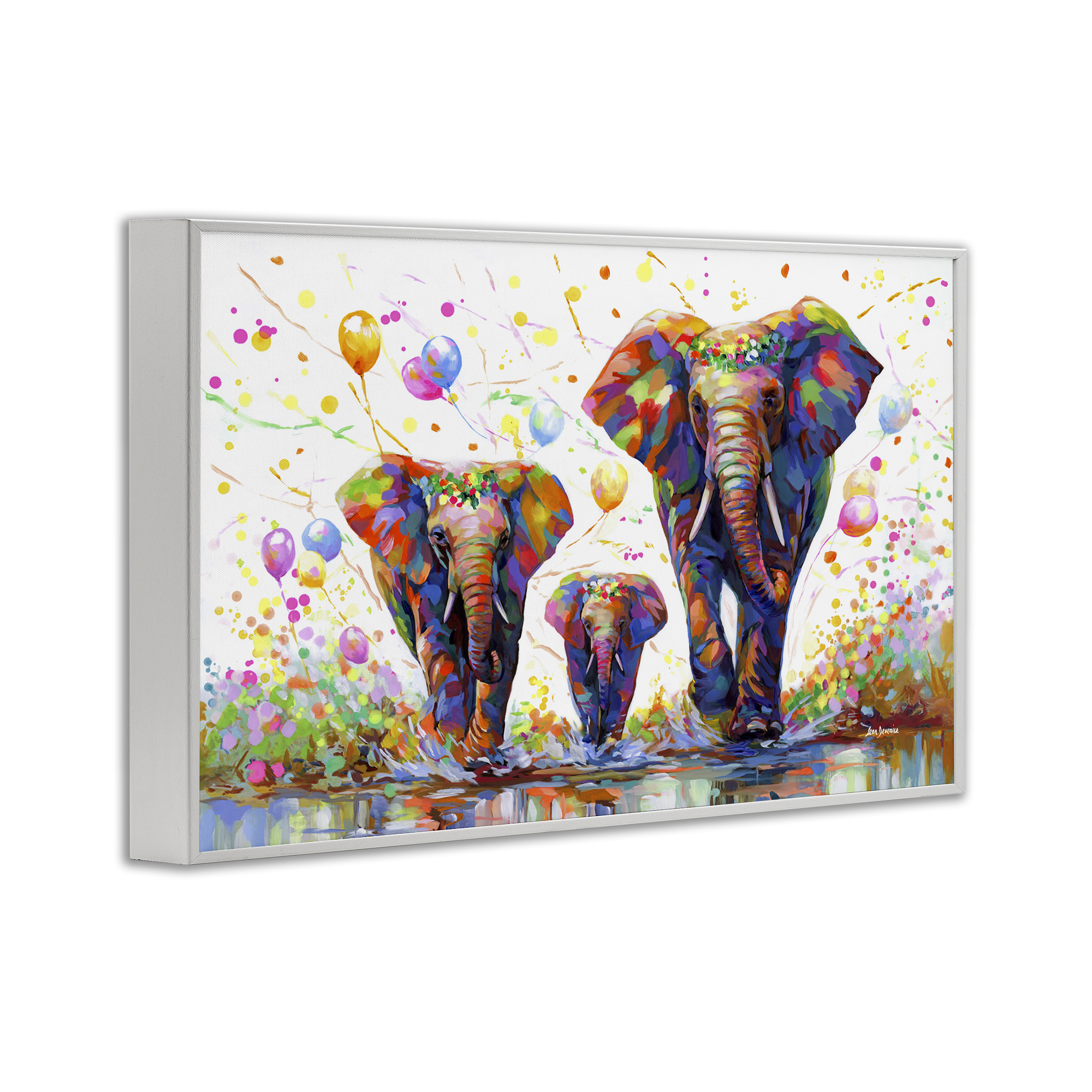 Stupell Industries Elephants & Celebration Balloons Animals & Insects Painting White Framed Art Print Wall Art, 30 x 20